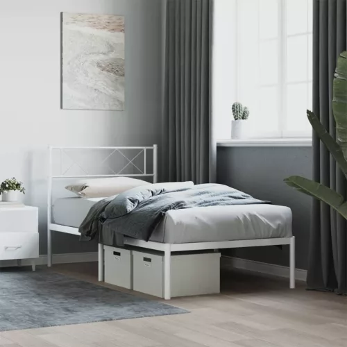 vidaXL fehér fém ágykeret fejtámlával 90x200 cm