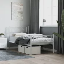   vidaXL fehér fém ágykeret fej- és lábtámlával 90x200 cm