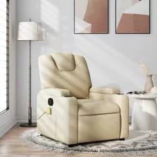 vidaXL krémszínű szövet dönthető masszázsfotel