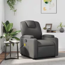vidaXL szürke műbőr dönthető masszázsfotel