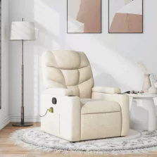 vidaXL krémszínű szövet dönthető masszázsfotel
