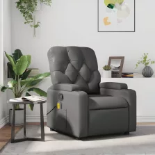 vidaXL szürke műbőr dönthető masszázsfotel