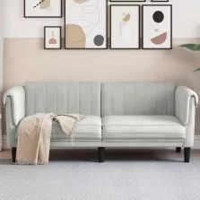 vidaXL 2 személyes világosszürke bársony kanapé