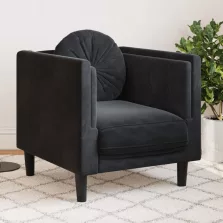 vidaXL fekete bársony kanapéfotel párnával