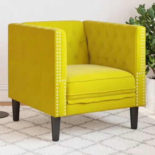 vidaXL sárga bársony Chesterfield kanapéfotel