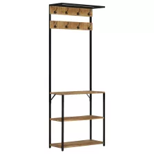   vidaXL tömör durva mangófa fogas cipőtárolóval 68 x 30 x 182 cm