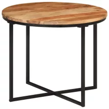   vidaXL tömör akácfa és vas dohányzóasztal 55 x 55 x 45 cm