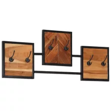  vidaXL tömör akácfa és vas falra szerelhető ruhafogas 90 x 1 x 35 cm