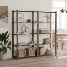   vidaXL 5 szintes szürke tömör fenyőfa tárolóállvány 170x38x170 cm