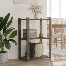   vidaXL 3 szintes szürke tömör fenyőfa tárolóállvány 60x38x90 cm