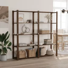   vidaXL 5 szintes barna tömör fenyőfa tárolóállvány 170 x 38 x 170 cm