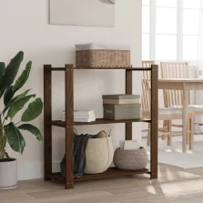   vidaXL 3 szintes barna tömör fenyőfa tárolóállvány 80 x 38 x 90 cm