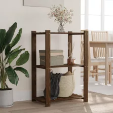   vidaXL 3 szintes barna tömör fenyőfa tárolóállvány 60 x 38 x 90 cm