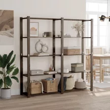  vidaXL 5 szintes fekete tömör fenyőfa tárolóállvány 170 x 38 x 170 cm