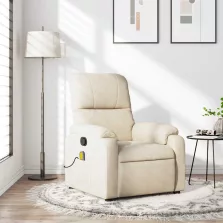 vidaXL bézs mikroszálas szövet dönthető masszázsfotel