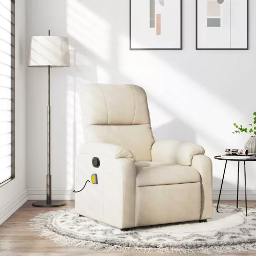 vidaXL bézs mikroszálas szövet dönthető masszázsfotel