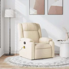 vidaXL krémszínű szövet dönthető masszázsfotel