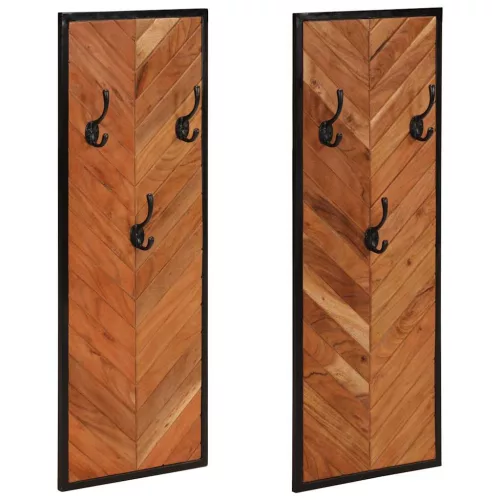 vidaXL 2 db tömör akácfa fogas 35 x 1 x 90 cm