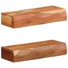 vidaXL 2 darab tömör akácfa fali polc 40x17x8 cm