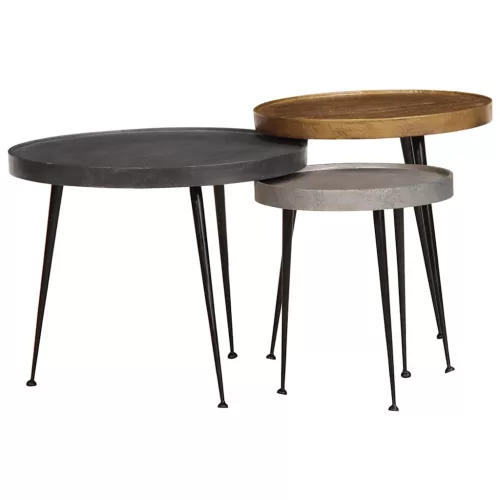 vidaXL 3 db többszínű szerelt fa dohányzóasztal