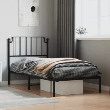 vidaXL fekete fém ágykeret fejtámlával 90 x 200 cm