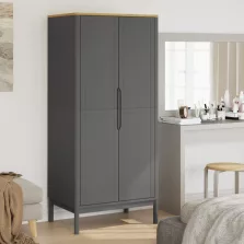   vidaXL FLORO szürke tömör fenyőfa szekrény 77 x 53 x 171 cm