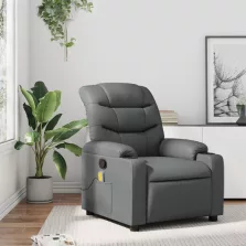 vidaXL szürke műbőr dönthető masszázsfotel