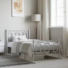   vidaXL fehér fém ágykeret fej- és lábtámlával 90x200 cm
