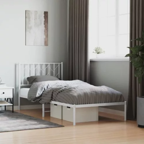 vidaXL fehér fém ágykeret fejtámlával 90x200 cm