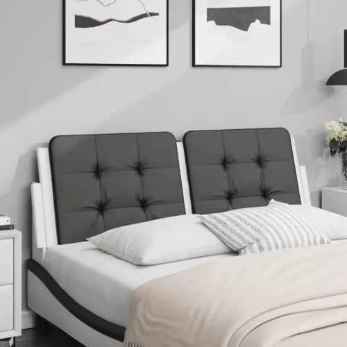 vidaXL fekete és fehér műbőr fejtámla párna 140 cm