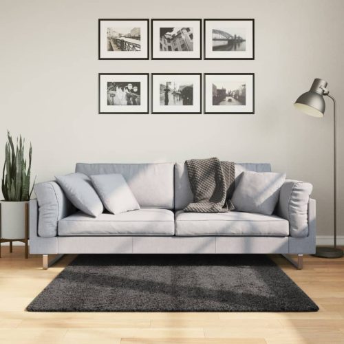 vidaXL atracitszürke hosszú szálú bozontos modern szőnyeg 120 x 120 cm