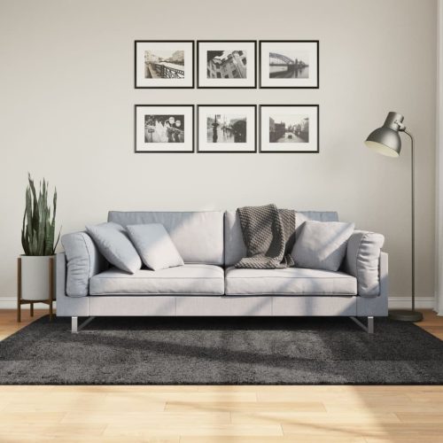 vidaXL atracitszürke hosszú szálú bozontos modern szőnyeg 140 x 200 cm