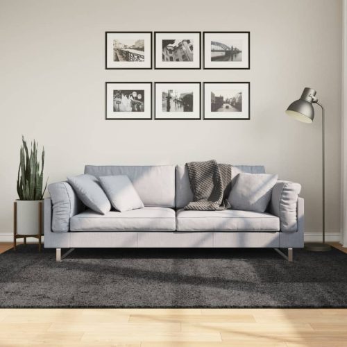 vidaXL atracitszürke hosszú szálú bozontos modern szőnyeg 160 x 230 cm