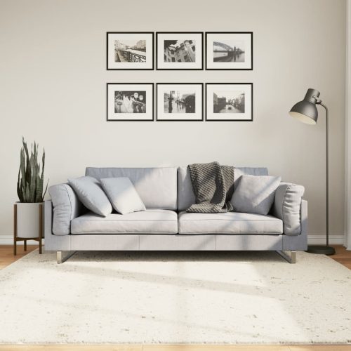 vidaXL krémszínű hosszú szálú bozontos modern szőnyeg 200 x 200 cm