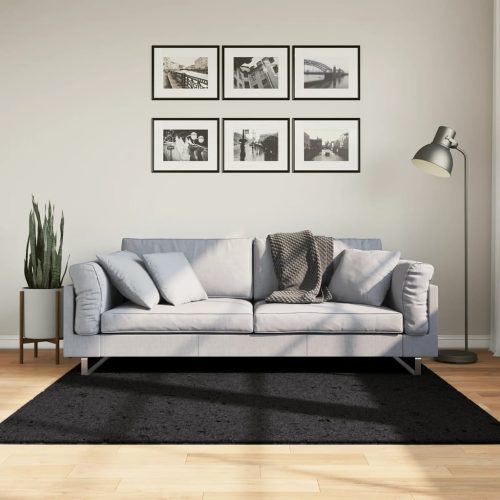 vidaXL fekete hosszú szálú bozontos modern szőnyeg 160 x 160 cm