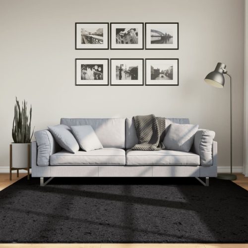 vidaXL fekete hosszú szálú bozontos modern szőnyeg 200 x 200 cm