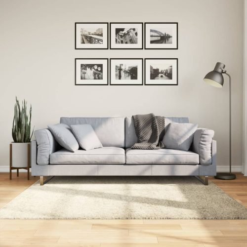 vidaXL aranyszínű hosszú szálú bozontos modern szőnyeg 160 x 160 cm