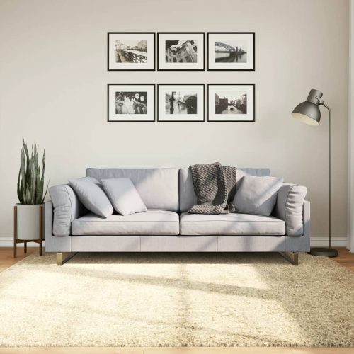 vidaXL aranyszínű hosszú szálú bozontos modern szőnyeg 200 x 200 cm