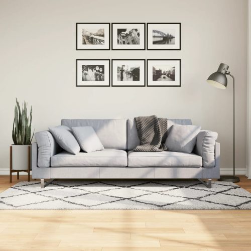 vidaXL krém és fekete hosszú szálú bozontos modern szőnyeg 100x200 cm