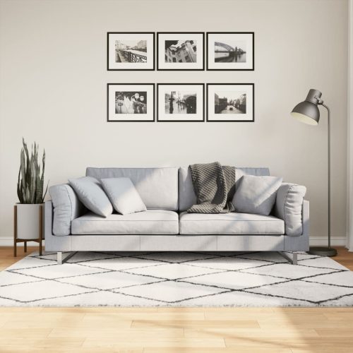 vidaXL krém és fekete hosszú szálú bozontos modern szőnyeg 140x200 cm