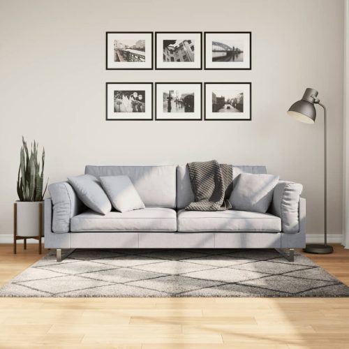 vidaXL bézs és antracit hosszú szálú bozontos modern szőnyeg 120x170cm