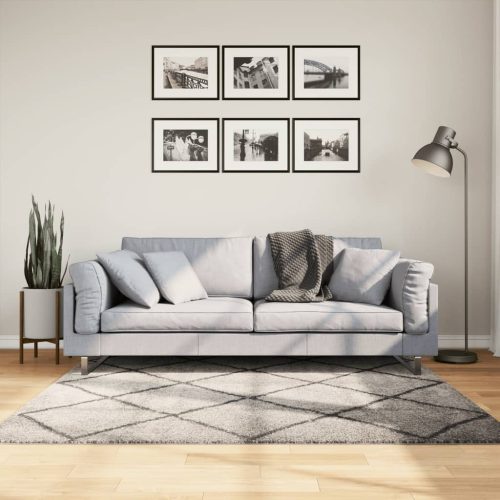 vidaXL bézs és antracit hosszú szálú bozontos modern szőnyeg 160x160cm