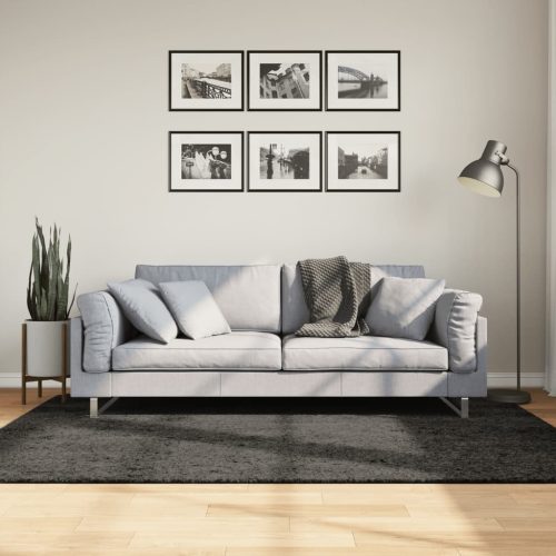 vidaXL ISTAN antracitszürke hosszú szálú fényes szőnyeg 140 x 200 cm