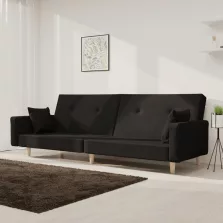   vidaXL kétszemélyes fekete szövet kanapéágy két párnával
