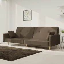   vidaXL kétszemélyes tópszínű szövet kanapéágy két párnával