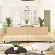 vidaXL kétszemélyes krémszínű bársony kanapéágy