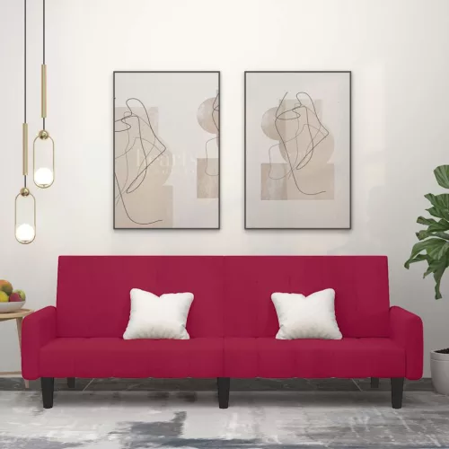 vidaXL kétszemélyes bordó bársony kanapéágy