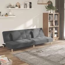   vidaXL kétszemélyes világosszürke szövet kanapéágy két párnával