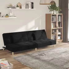  vidaXL kétszemélyes fekete szövet kanapéágy két párnával