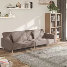   vidaXL kétszemélyes tópszínű szövet kanapéágy két párnával